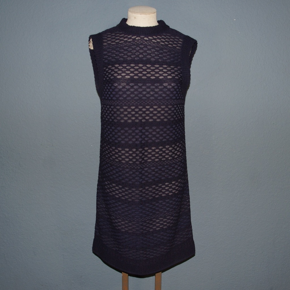 M MISSONI Eggplant Honeycomb Knit Sleeveless Dress - Picture 4 of 8